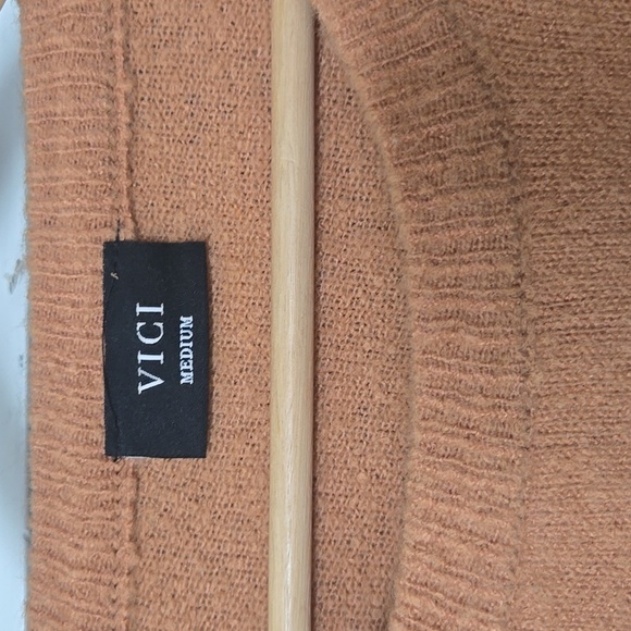 Vici Light Orange Brown Balloon Sleeve Crop Sweater Size Medium - Picture 2 of 9